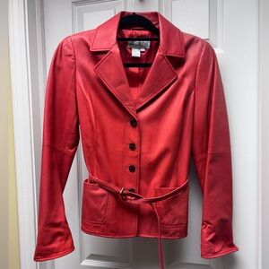 Worth Genuine Leather Jacket | Dark Coral Pink | Size 6 | Distressed